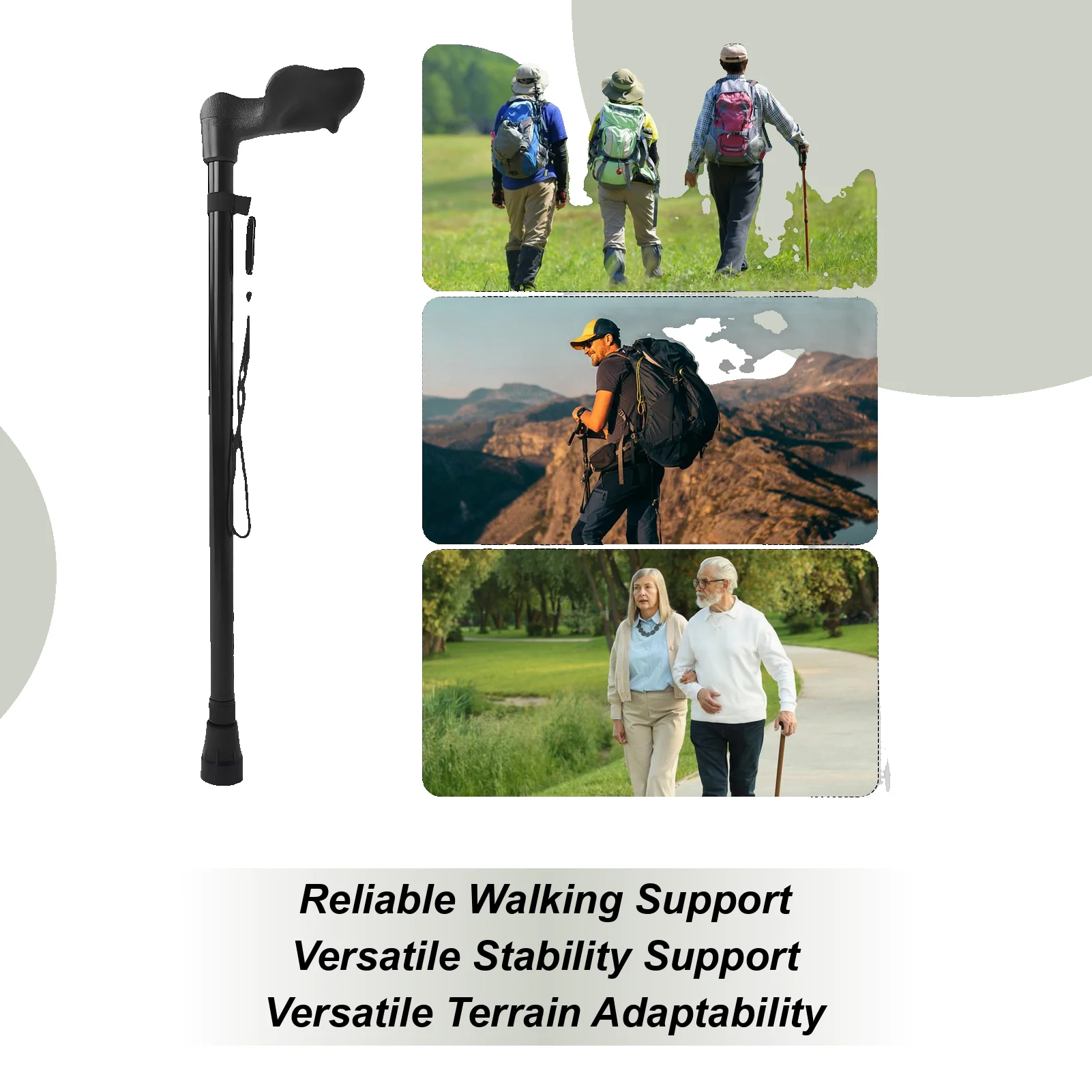 Bastón antideslizante de aleación para senderismo al aire libre, bastón retráctil, bastones ergonómicos para acampar, esquiar, montañismo nocturno