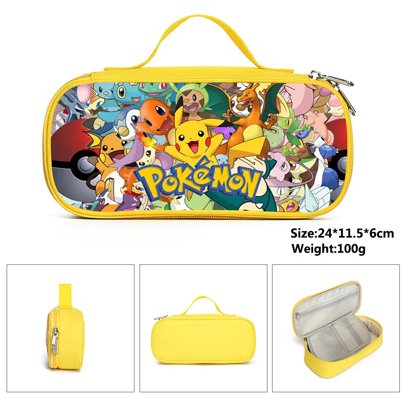 Pokemon Pikachu Pikachu Pencil Case Pencil Case Primary and Secondary School Students Cartoon Pokemon Cartoon School Bag Mochila