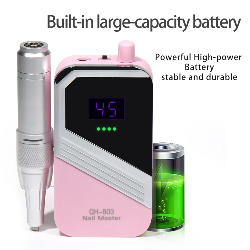 45000 دورة في الدقيقة المحمولة الكهربائية الحفر آلة الأظافر آلة طحن الأظافر الاكريليك جل آلة تلميع أداة تلميع قابلة للشحن