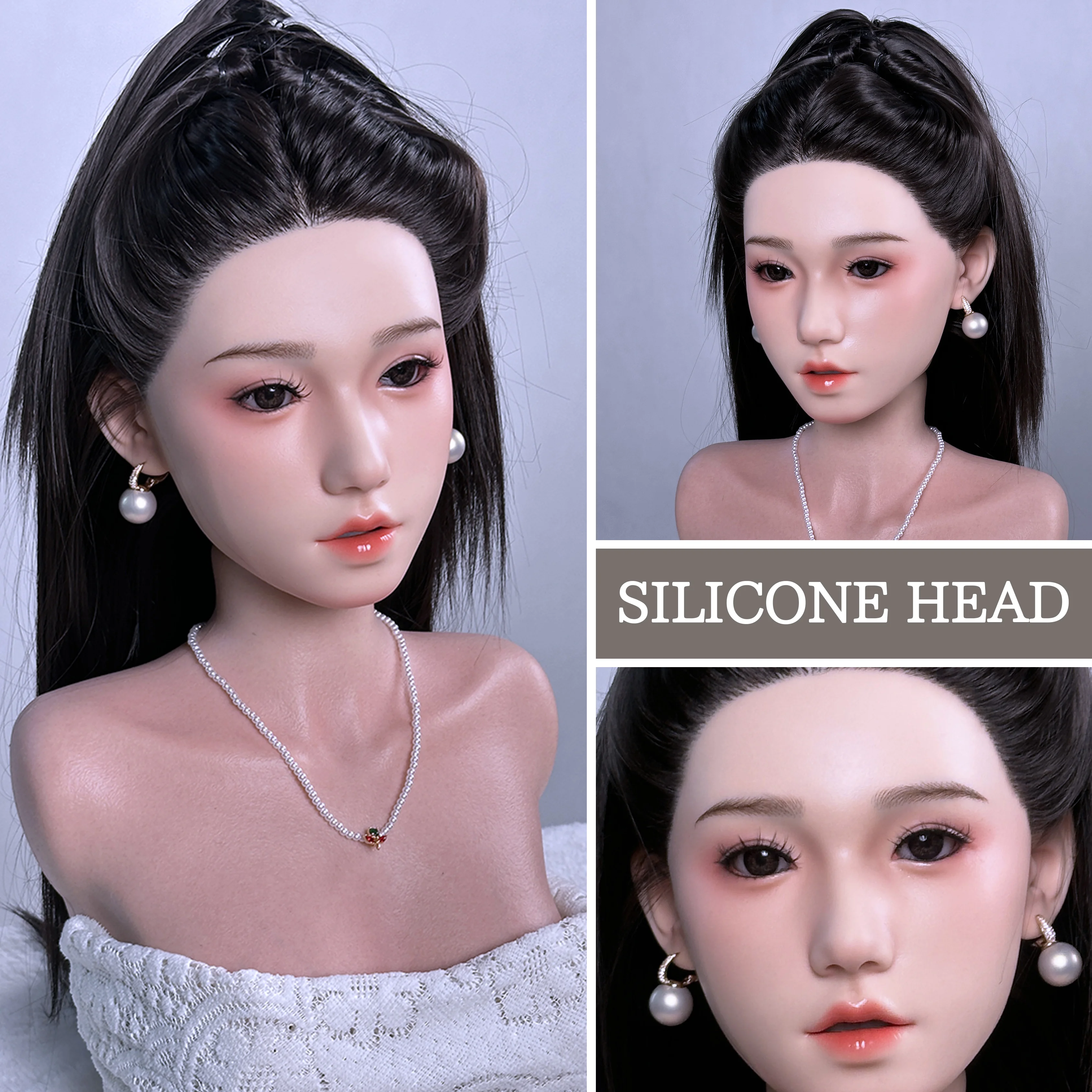 Realistic skin texture silicone head, ideal beauty salon & studio cosmetic training tool，No Shoulder No Bracket No Stand