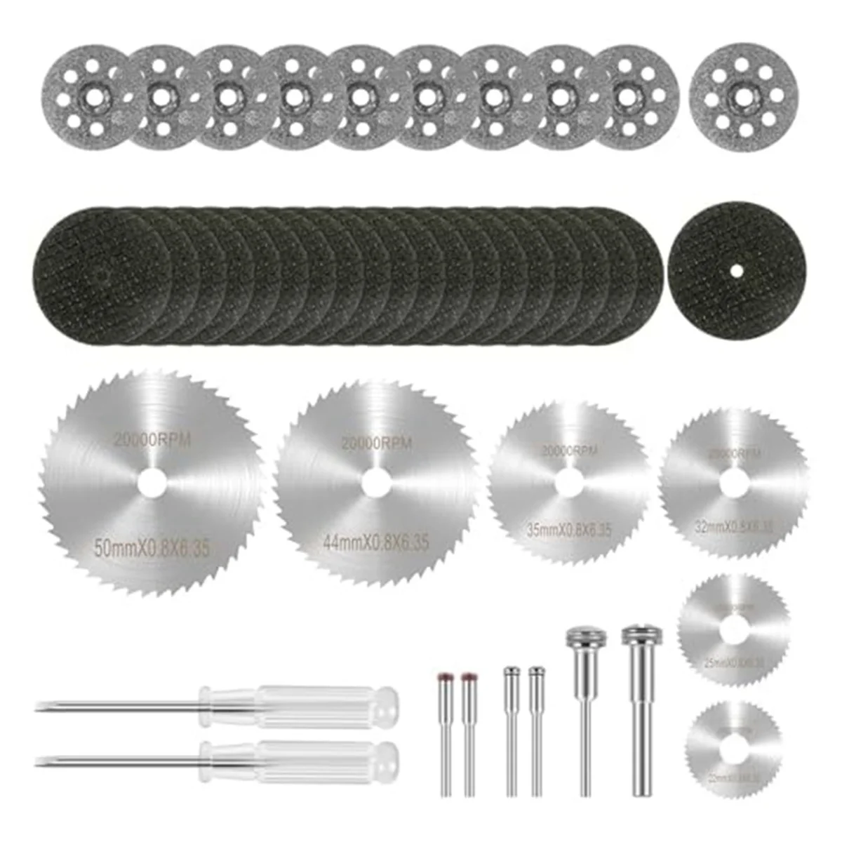 AD29-Diamond Cutting Wheel Set Resin Cutting Disc Set Rotary Tool Accessories with Screwdrivers and Mandrels for