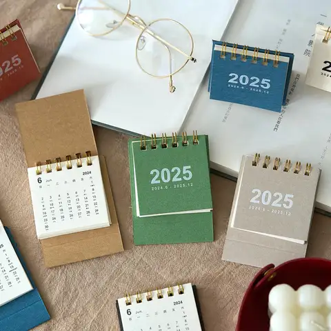 2025 미니 테이블 책상 달력 Morandi 테이블 달력 데스크탑 장식 크리 에이 티브 코일 달력 계획