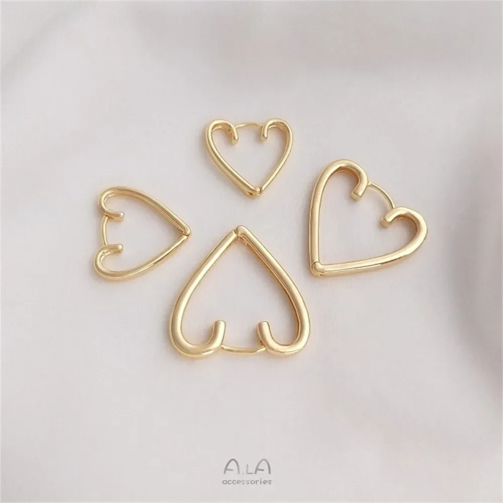 

14K Gold Peach Heart Ear Buckle Heart-shaped Earrings Fashion Light Luxury Temperament Fairy DIY Handmade Ear Jewelry E139