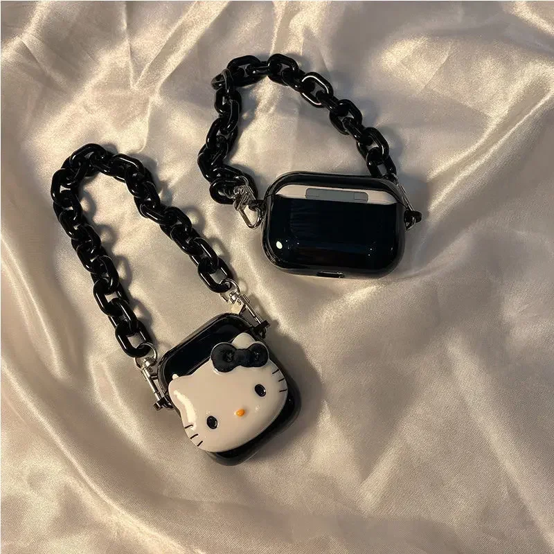 Черный чехол Hello Kitty для Airpods Pro, милый мягкий чехол для 3D наушников из ТПУ с брелоком для Airpods Pro 2