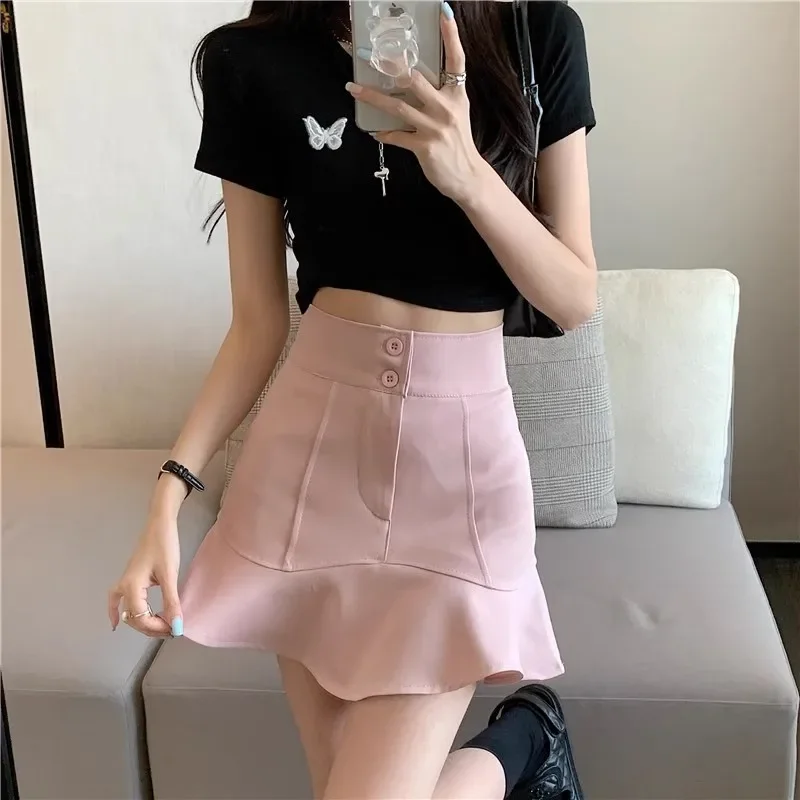 High-Waisted Slimming Mini Dress Whitefish Tail Skirt Women's Petite Summer New Arrival Spicy Girl A- Line Hip Covering Skirt