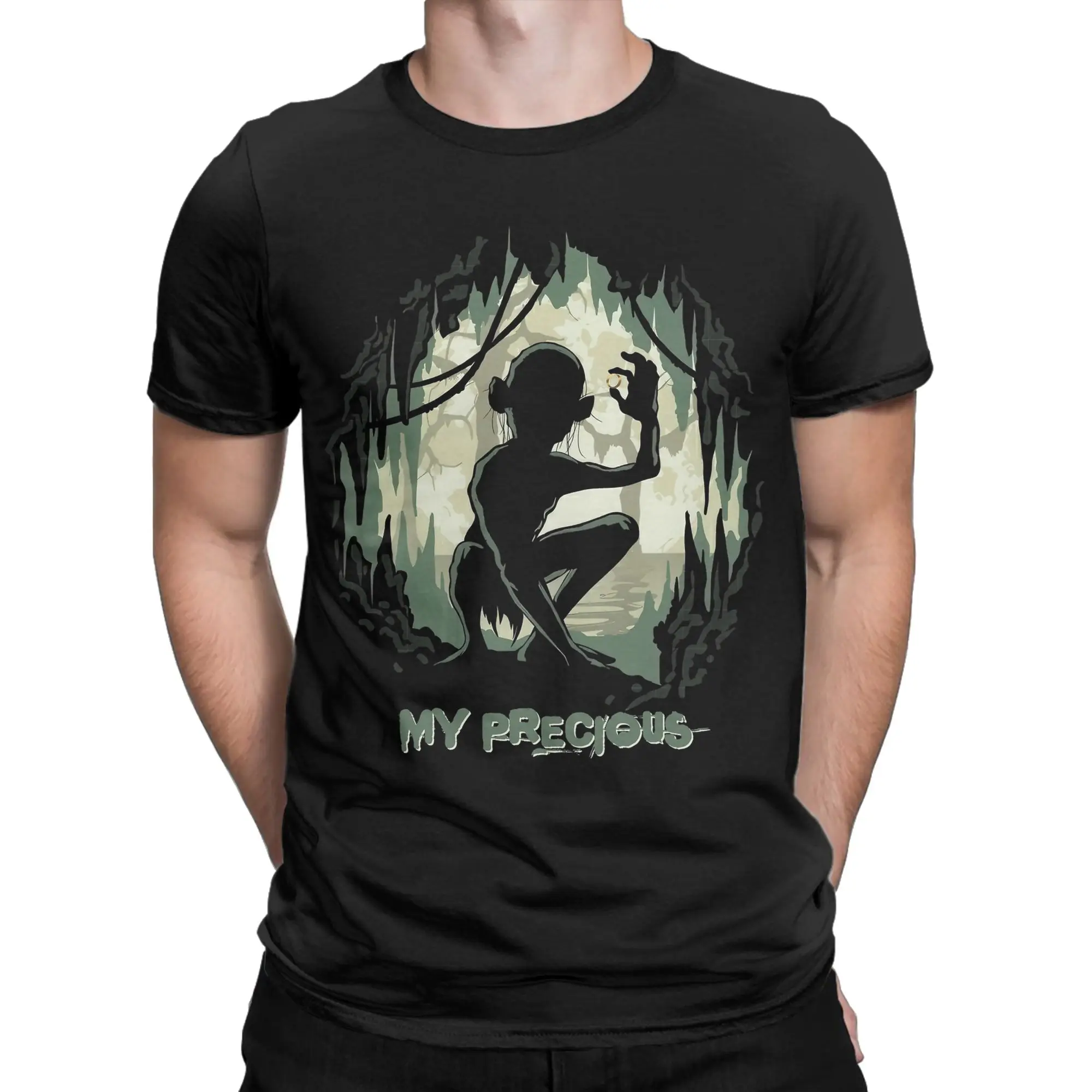 Men's T-Shirt My Precious L-Lords Of The R-Rings Parody Vintage Cotton Tees Short Sleeve  T Shirts Round Collar Clothes Summer