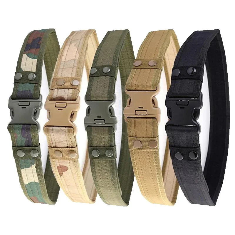 Mens Camouflage Combat Canvas Belts High Quality Quick Release Tactical Oxford Cloth Waistband Outdoor Hunting Nylon Work Belt