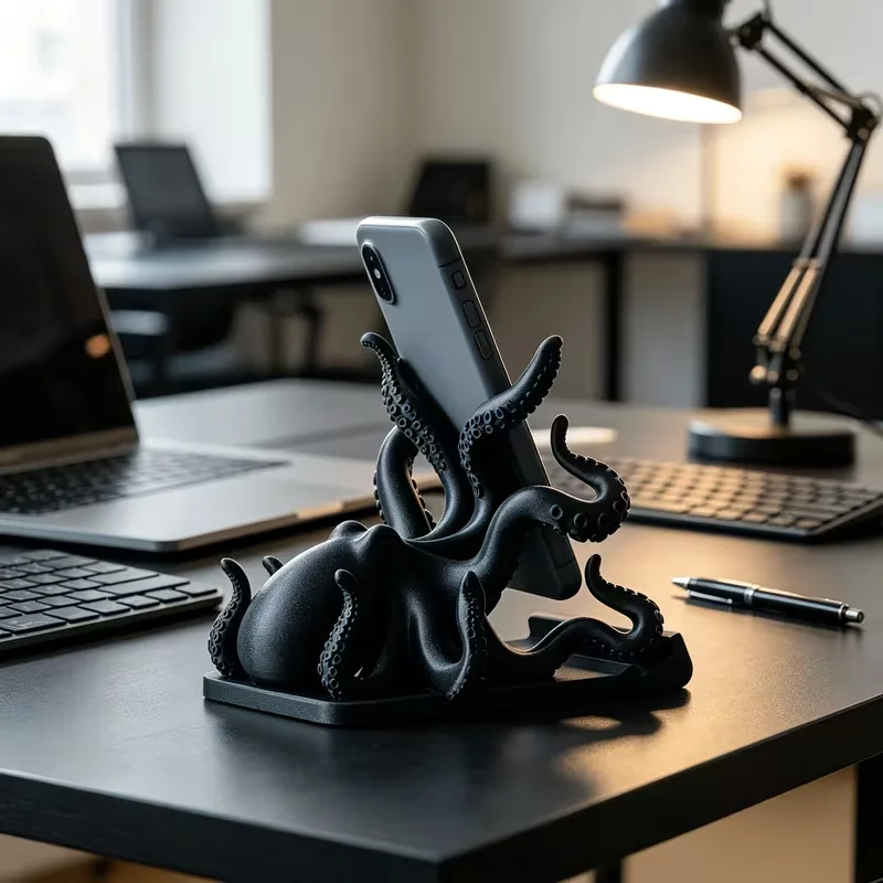 Nautical Octopus Smartphone Holder 3D Print Realistic Tentacle Cellphone Stand Ocean Creature Desktop Support