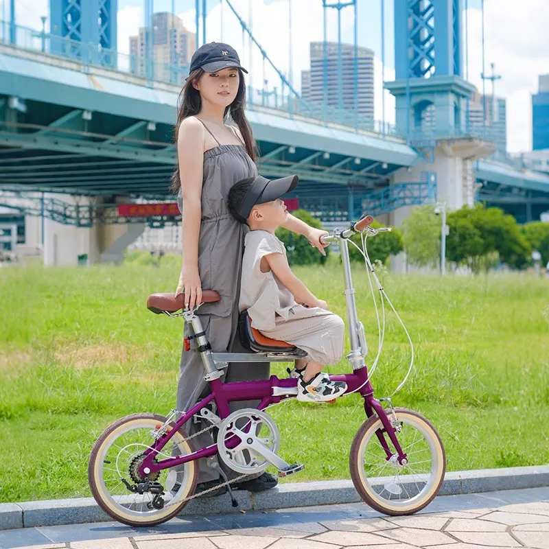 Parent-child Bicycle Ultra-light Mother-child Vehicle Folding Bicycle Pickup Double Seat Can Be Loaded