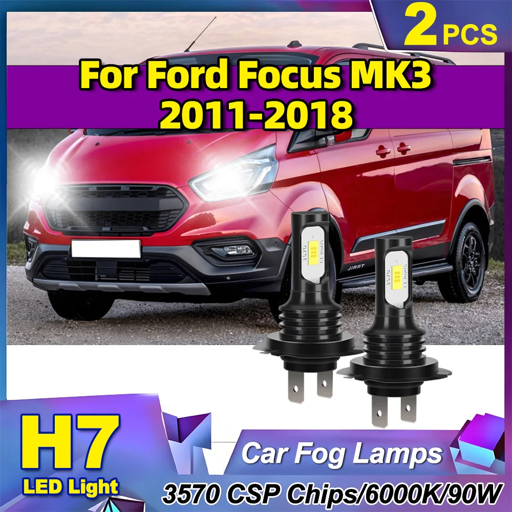 

2PCS Plug And Play H7 Car LED Front Fog Light 90W Fog Lamps 6000K Canbus No Error 12V 20000LM For Ford Focus MK3 2011-2018 2012