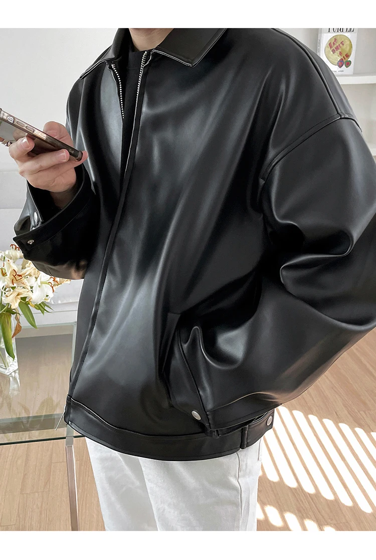 Mauroicardi Spring Autumn Cool Luxury Short Black Soft Light Pu Leather Jacket Men Zipper Casual Mens Jackets and Coats Fashion 14 Sac06a73e31a742dfa2802e23f365bca4M