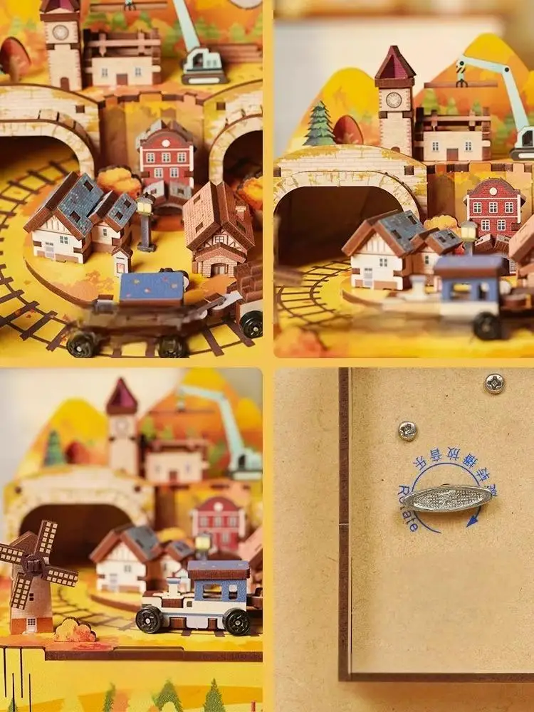 DIY track lied muziekdoos bouwsteen montage speelgoed handgemaakt model retro creatieve muziekdoos ouder-kind cadeau