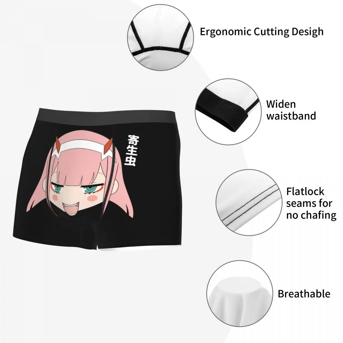 Custom Kawaii Zero Two Underwear Men Stretch Darling In The Franxx Anime Boxer Briefs Shorts Panties Soft Underpants For Homme