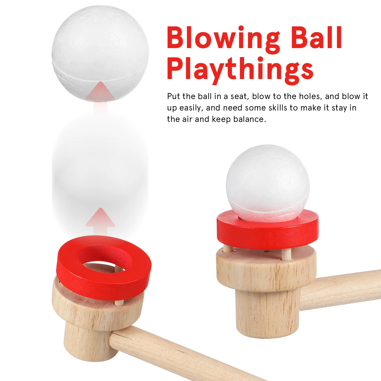 3pcs Wooden Ball Game Suspension Blowing Balls Educational For Kids Balance Party Fun Cognitive Playthings