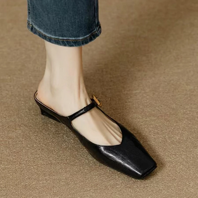 

Новинка 202, женская весенняя повседневная балетка в стиле Лолиты с квадратным носком на низкой мягкой подошве, женская элегантная балерина в стиле французского ретро с пряжкой Мэри Джейн