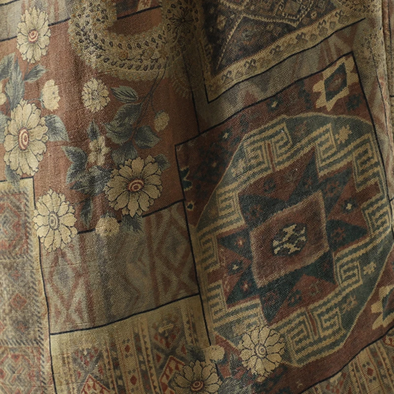 جديد خمر Waed القطن الكتان بنطال ذو قصة أرجل واسعة مرونة الخصر الدافئة السراويل الطويلة سراويل قطنية مرونة الخصر المطبوعة بنطلون