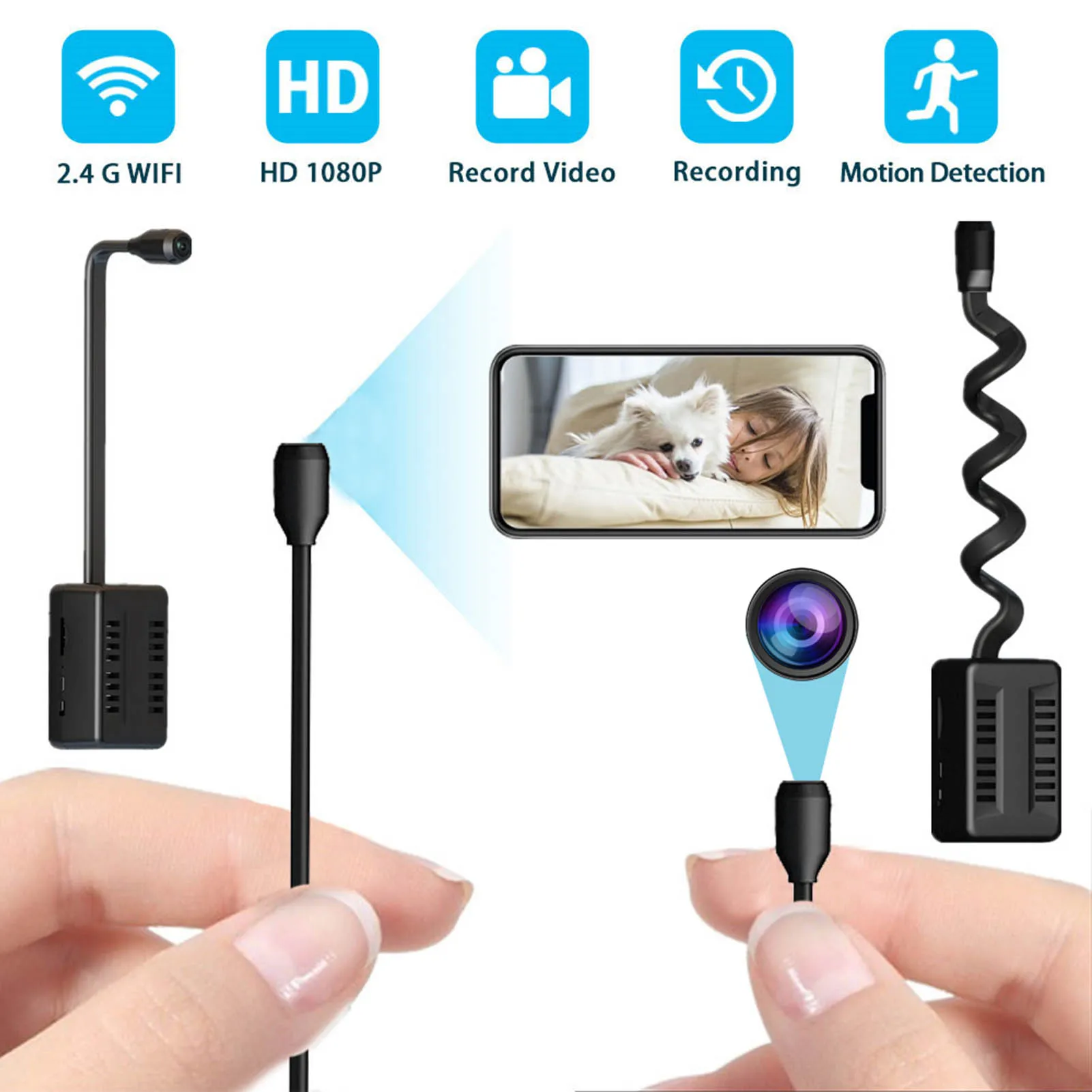 

Small Cameras HD 1080P X7 Mini WIFI Camera Surveillance Camera with Small Adjustable Snake Lens for Photo Video Mini WIFI Camera