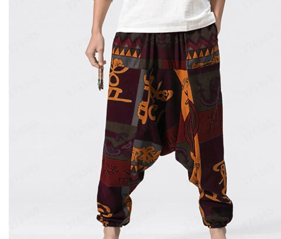 

Summer bullet-free mid-waist casual spot fashion linen red printed trousers overalls