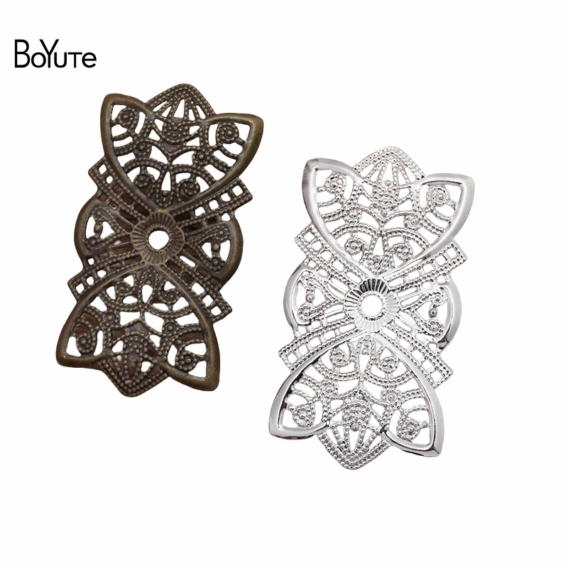 

BoYuTe (50 Pieces/Lot) Metal Brass Stamping 26*48MM Flower Filigree Findings Hand Made DIY Jewelry Accessories