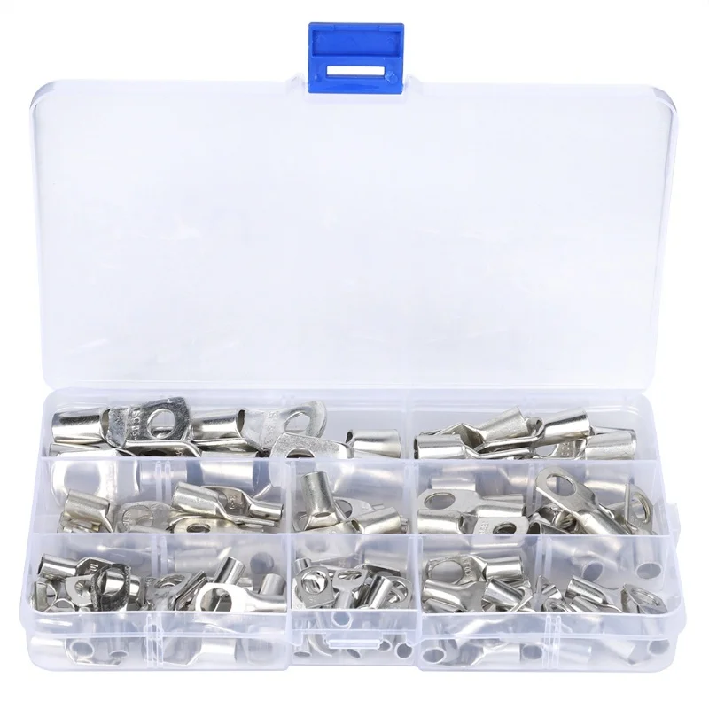 100PCs Cable Connectors Ring Terminal Set Silver Electrical Supplies Industrial Accessory For Copper Wire
