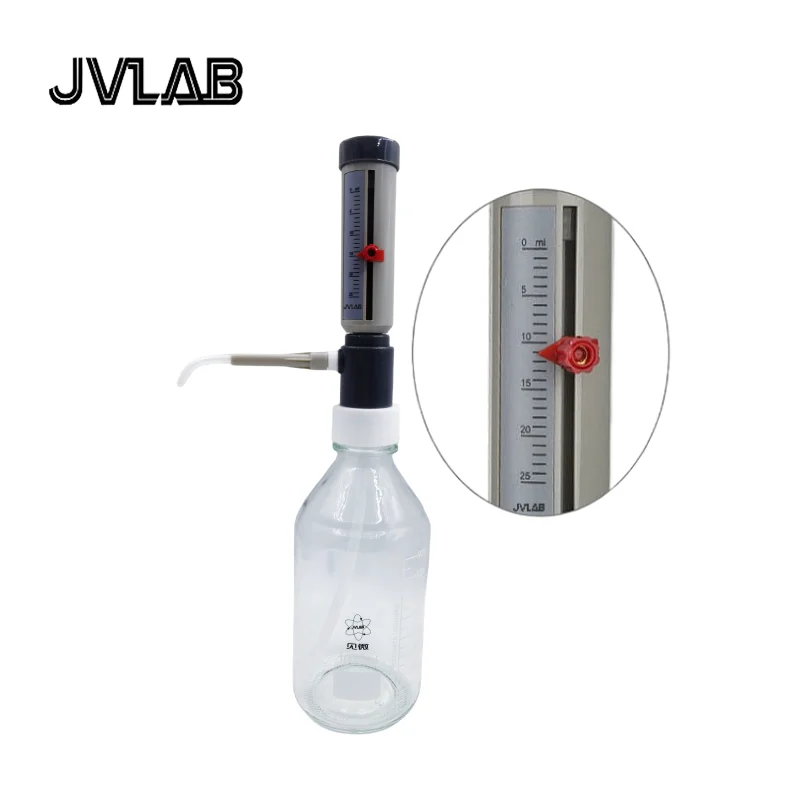 Lab Bottle Top Dispenser Economic Dispenser Sleeve Type 0-25 ml Adjustable Liquid Adder Semi-automatic Liquid Dispenser