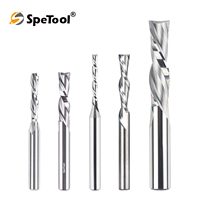 SpeTool 1pc Downcut Spiral CNC Router Bits 1/4 1/2 Inch Shank HRC55 Solid Carbide CNC End Mill for Wood Engraving Carving Tools