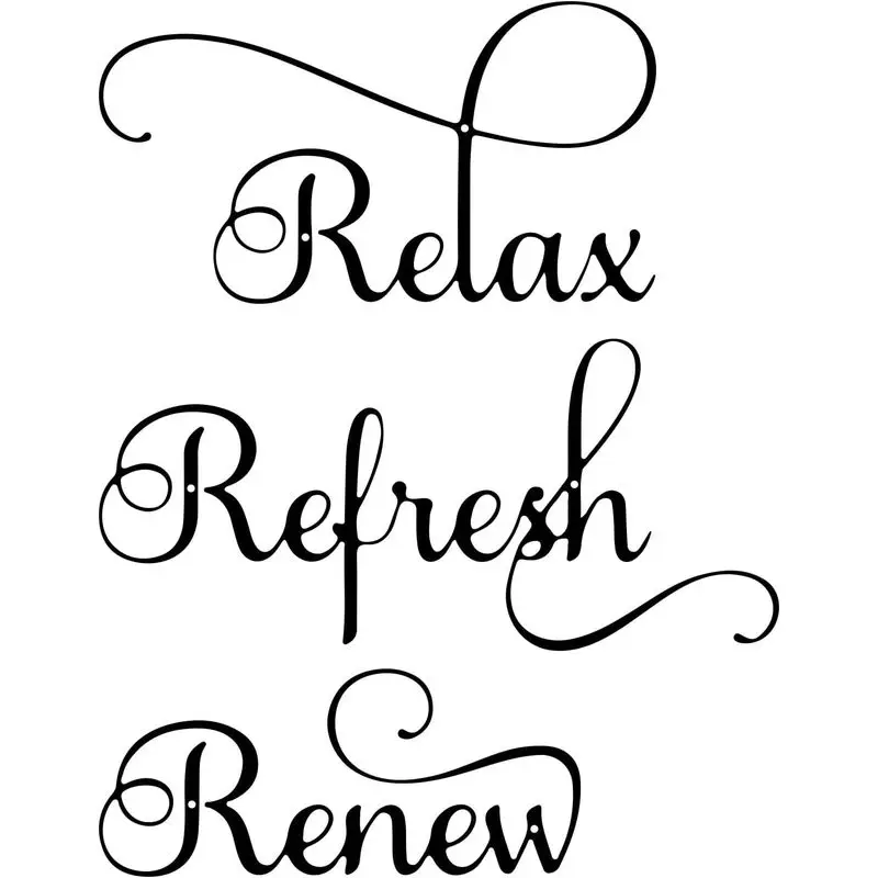 CIFBUY Black Metal Wall Art Letters Relax Refresh Renew Iron Sign Home Decor Modern Typography Hanging Sculpture Wall Decor