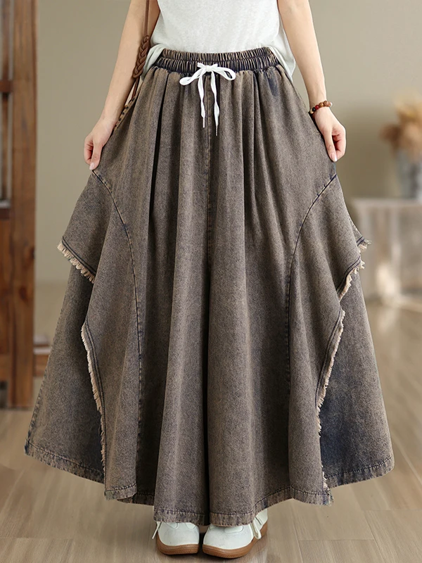 High Waist Wide Leg Jeans Skirt Pants Women's Casual Fashion Trousers Loose Fit Distressed Unique Style Cotton Blend