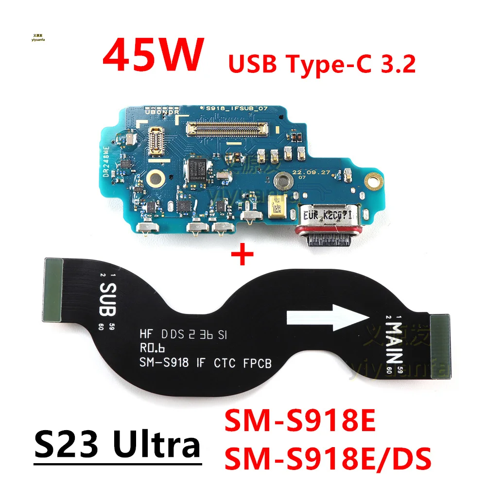 For Samsung Galaxy S23 Ultra S918B S918U S918 USB Type-C Charger Charging Port Dock Connector Microphone Main Board Flex Cable