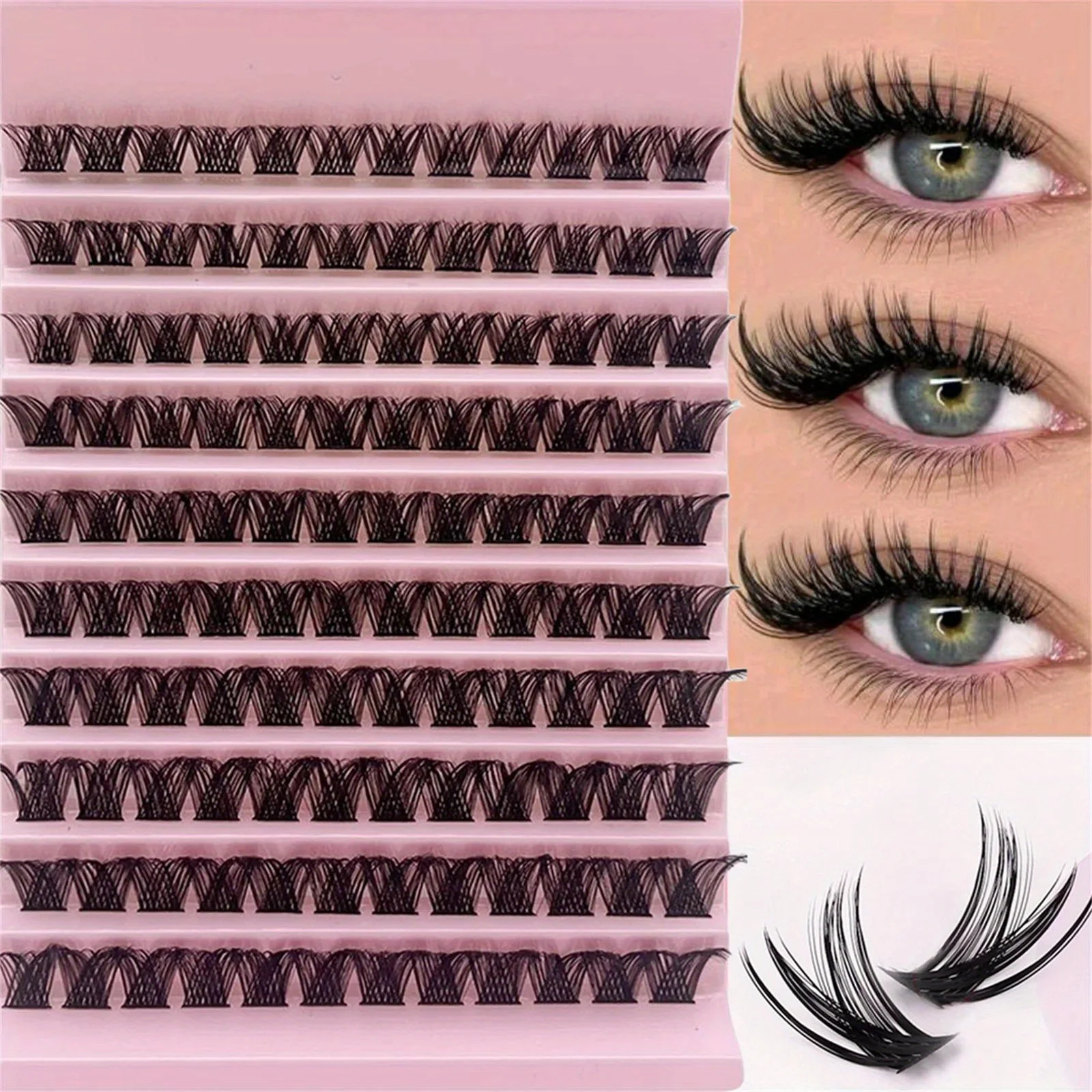 „Magnetyczny lift” 120 szt. Wispy D Curl Cluster Lashes, 8-16 mm - Naturalny wygląd puszysty indywidualny zestaw do przedłużania rzęs