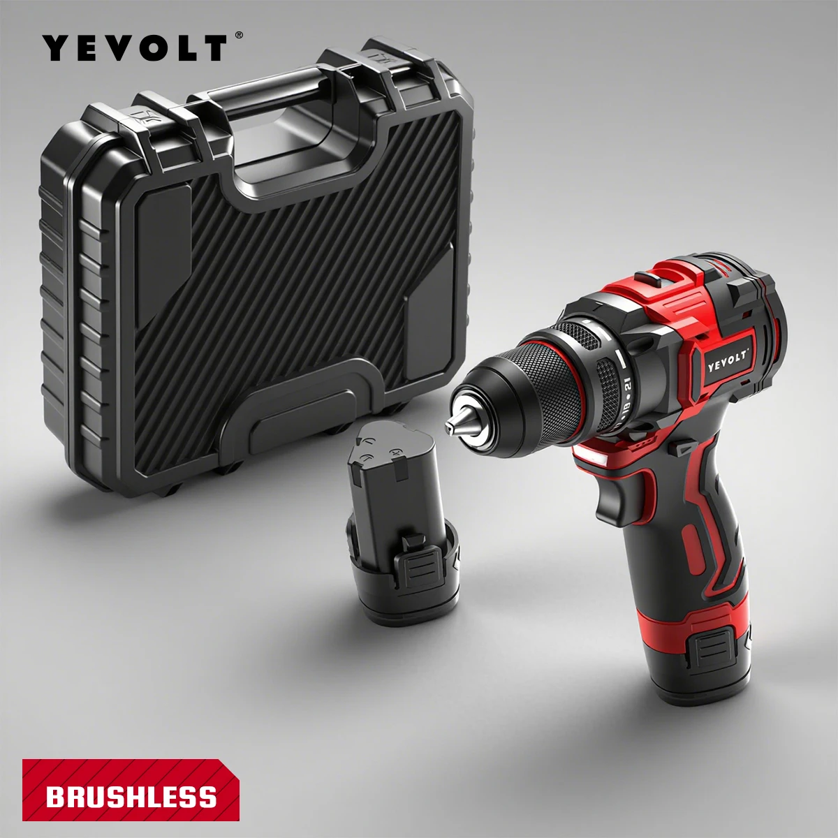 

YEVOLT YVGCB12JY Series 12V Brushless Electric Drill Li-ion Compact Cordless Driver High Speed Handheld Screwdriver Power Tools