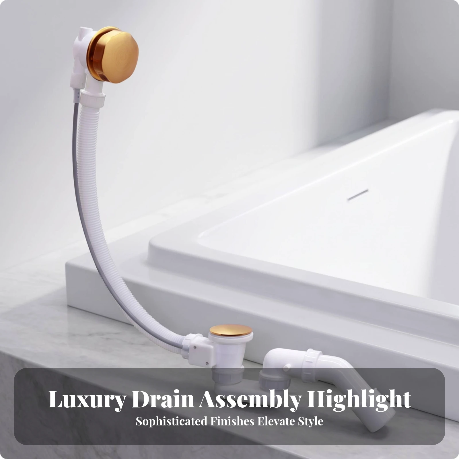 Bathtub Drain with Flexible Hose Corrugated Flexible Bath Waste Kit Bathtub Drain Kit Long-Lasting Tub Waste and Overflow