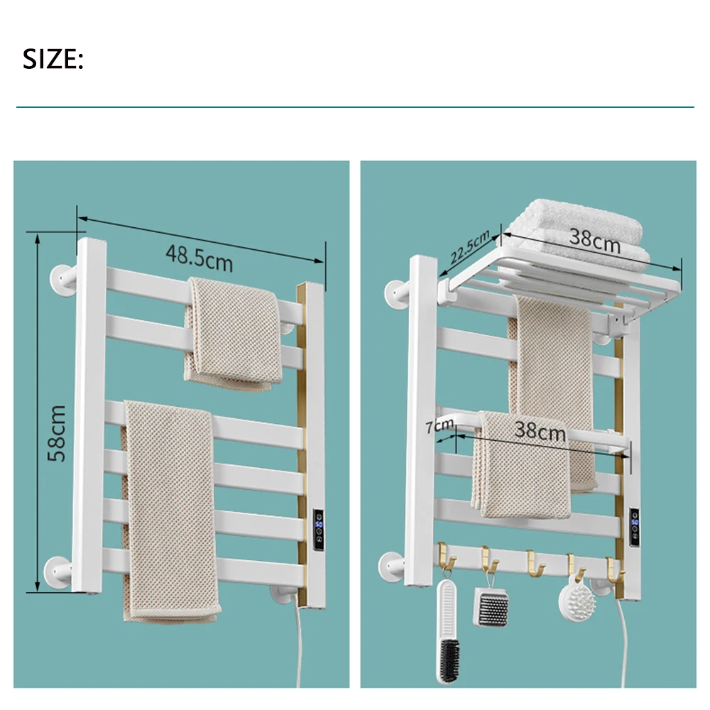 Imagem -05 - Toalha Elétrica Secador para Banheiro Toalha Aquecedor Plug ue Smart Home Rack Prateleira Acessórios