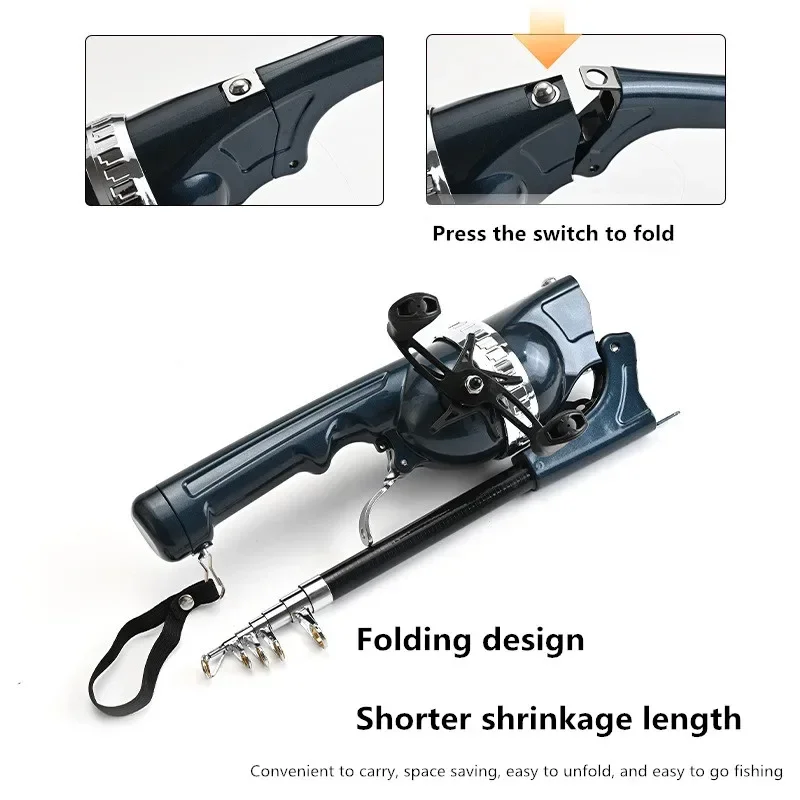 Upgraded Portable Folding Fishing Rod with Stainless Steel Telescopic Flying Rod and Reel, Mini Fishing Rod for Outdoor Fishing