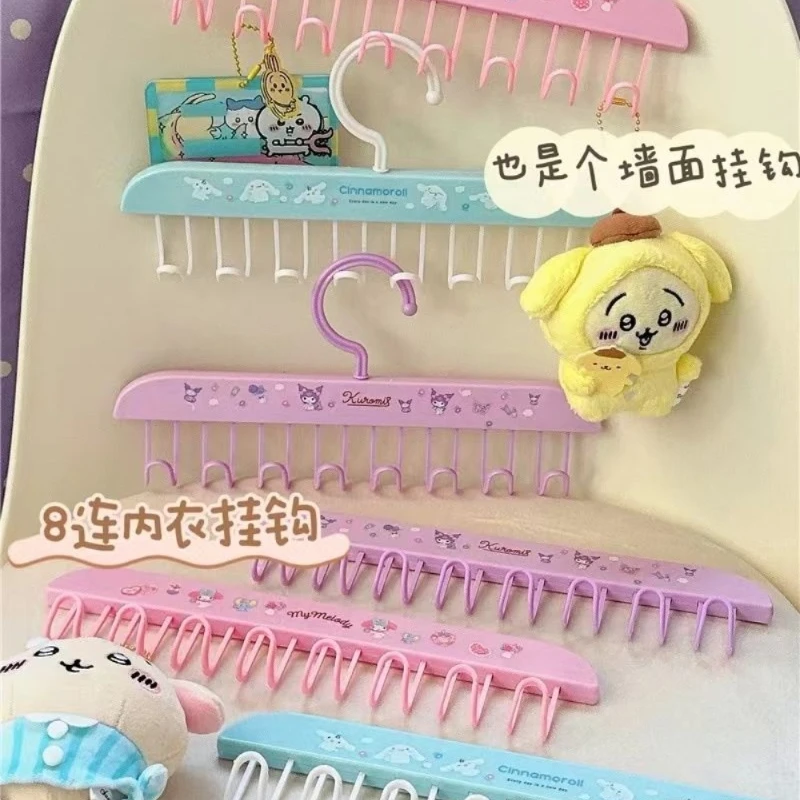 

New Kawaii Kuromi Cinnamon Roll My Melody Cartoon Suspender Clothes Hanger Anime Sanrio Girl Heart Cute Underwear Storage Hook