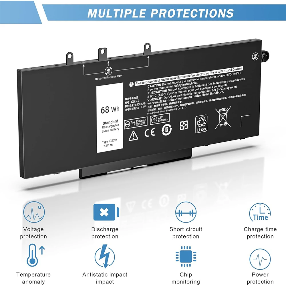 68WH GJKNX Battery for Dell Latitude 5480 5580 5280 5288 5290 5488 5490 5491 5495 5590 5591 E5480 E5580 E5490 Precision 15 3520