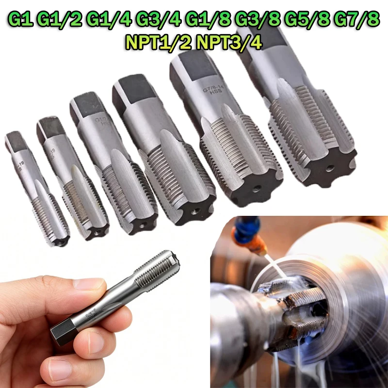 G1 G1/2 G1/4 G3/4 G1/8 G3/8 G5/8 G7/8 NPT1/2 NPT3/4 Thread Tap 55°/60° Attack Pipe Plate G Tap Hand Tapping Tube Thread Repair