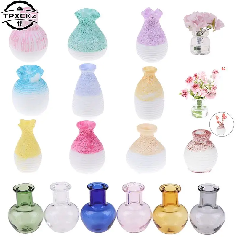 1pc/1set Dollhouse Mini Ceramic Porcelain Vase Accessories Doll House Miniatures 1:12 Accessories Decorative Miniature