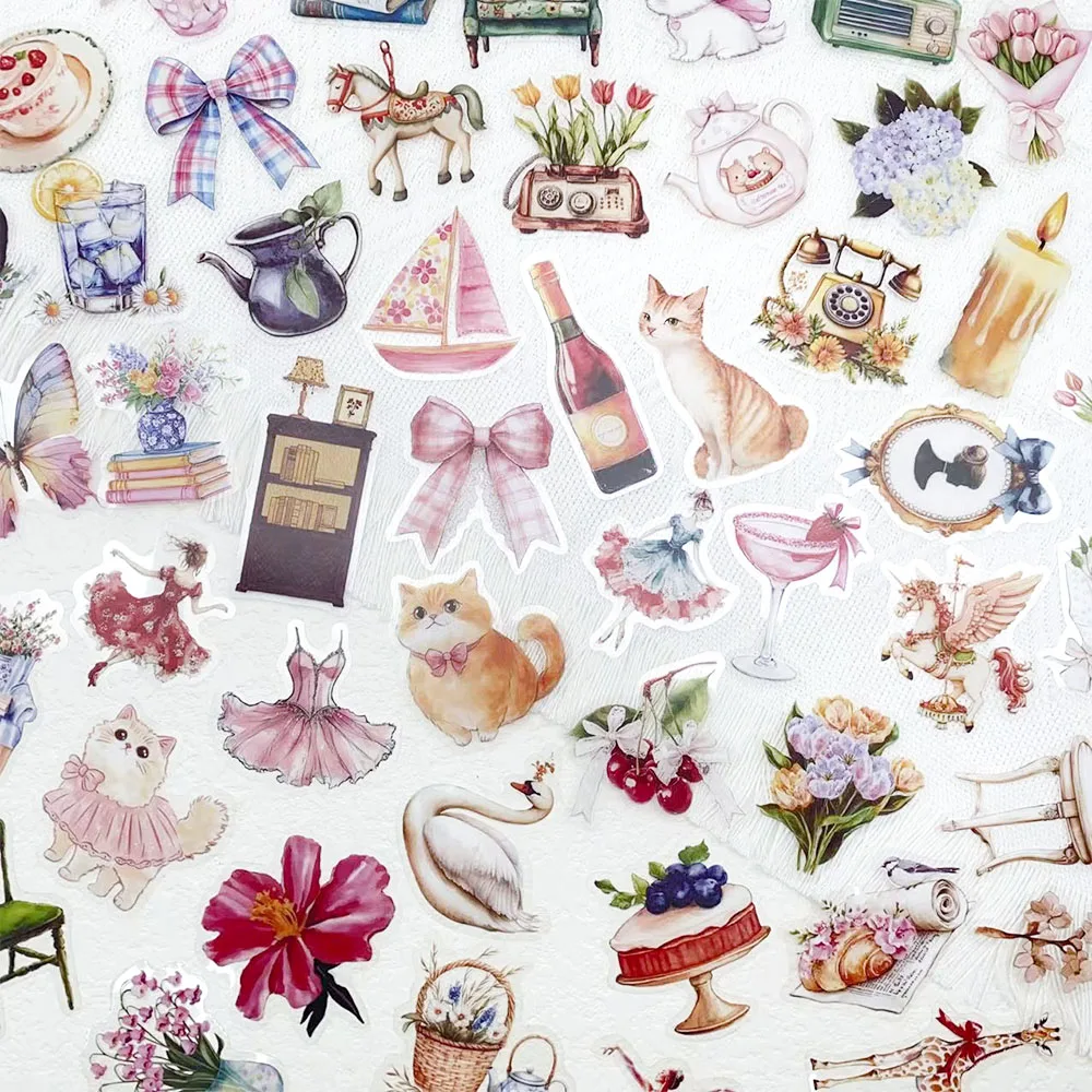 50pcs Watercolor Ladies’ Garden PET Stickers Decals For Laptop Wall Suitcase Skateboard DIY Aesthetic Stickers Creative Gifts