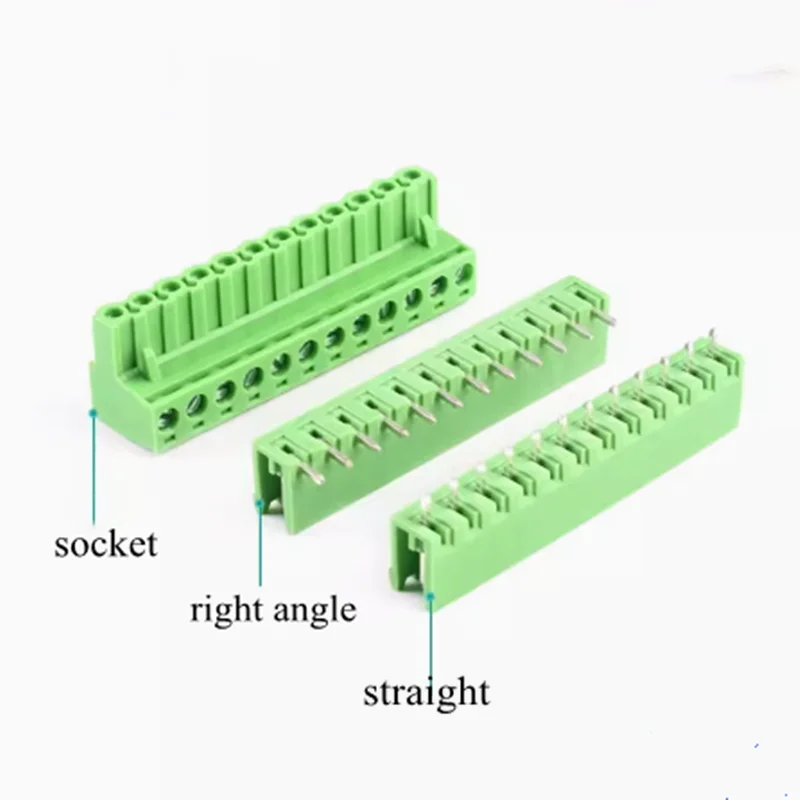 5pairs 2EDG 5.08mm PCB Screw Terminal Block Connector 2P-12Pin 5.08mm Picth Right Angle/Straight Pin Header Terminal Plug Socket