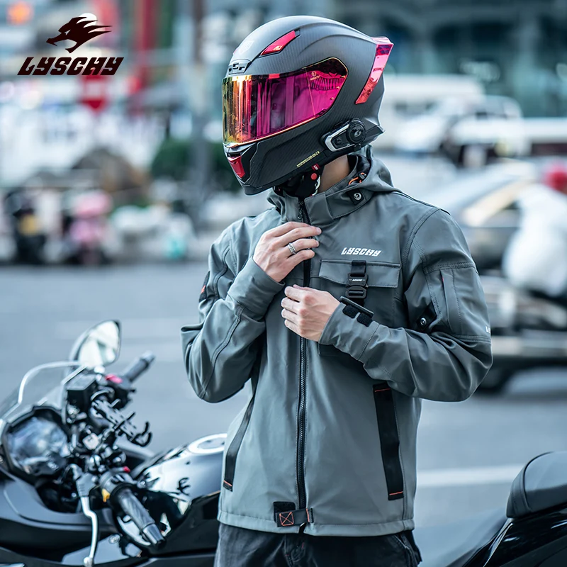 

Men Winter Warm LYSCHY Motorcycle Riding Cloth Four Season Detachable Warm Lining CE Anti-drop Motorcycle Racing Jacket