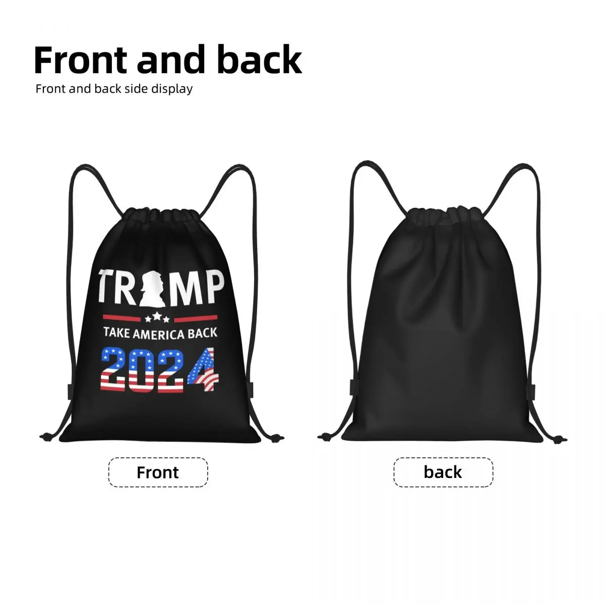 Custom US America Back Drawstring Backpack Bags Women Men Lightweight Trump 2024 Gym Sports Sackpack Sacks for Yoga