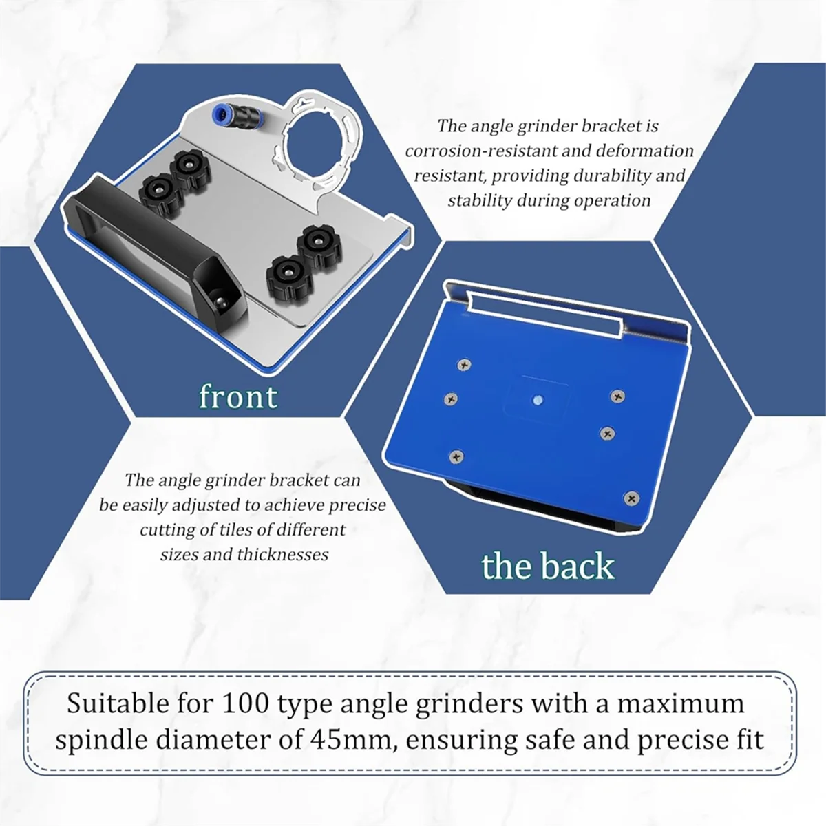 Angle Grinder Stand for Tile 45° Chamfer Cutting,2 Saw Blade & Tube,Special Cutting Bracket for 100 Type Angle Grinder