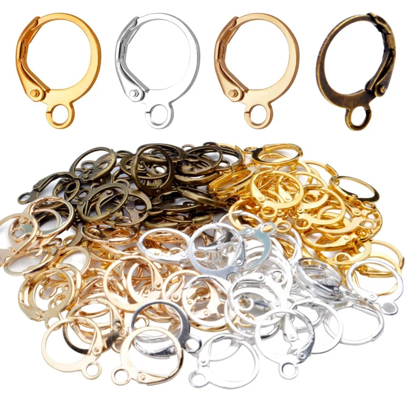 100Pcs Metal Lever Back Earring Hooks Open Loop Round Ear Wires Hypoallergenic Jewelry Making Supplies for DIY Earrings Findings
