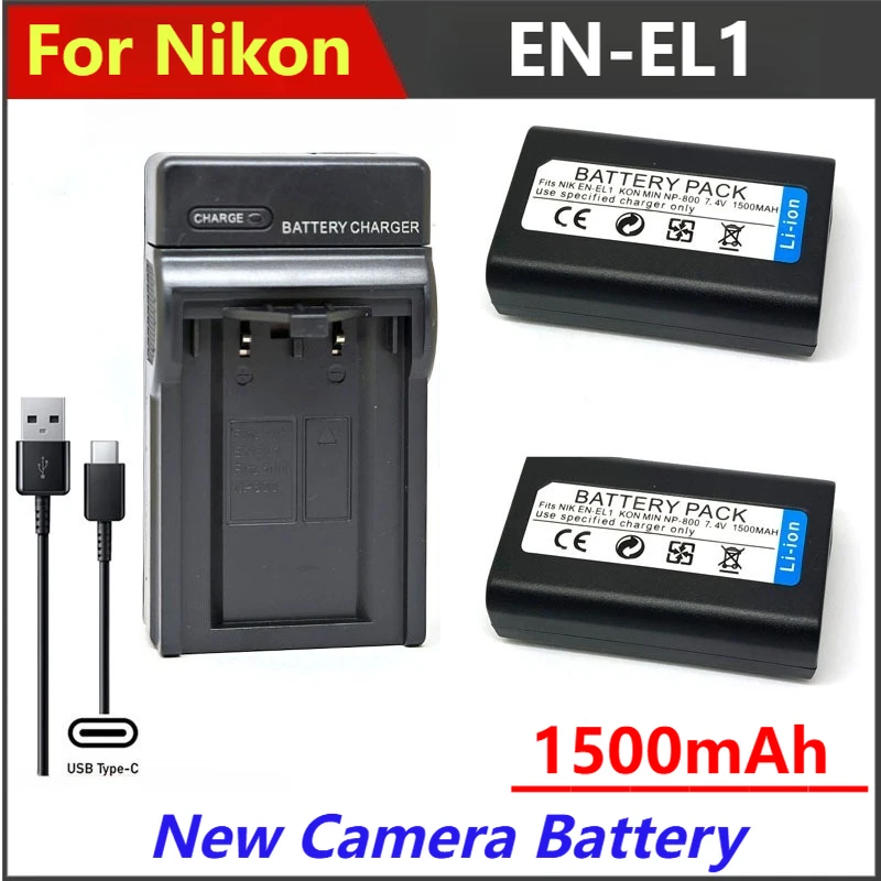 

1500mAh EN-EL1 ENEL1 Battery Charger For Nikon CoolPix E4300 E 4500 4800 5000 5400 5700 8700 500 775 880 885 990 995 camera