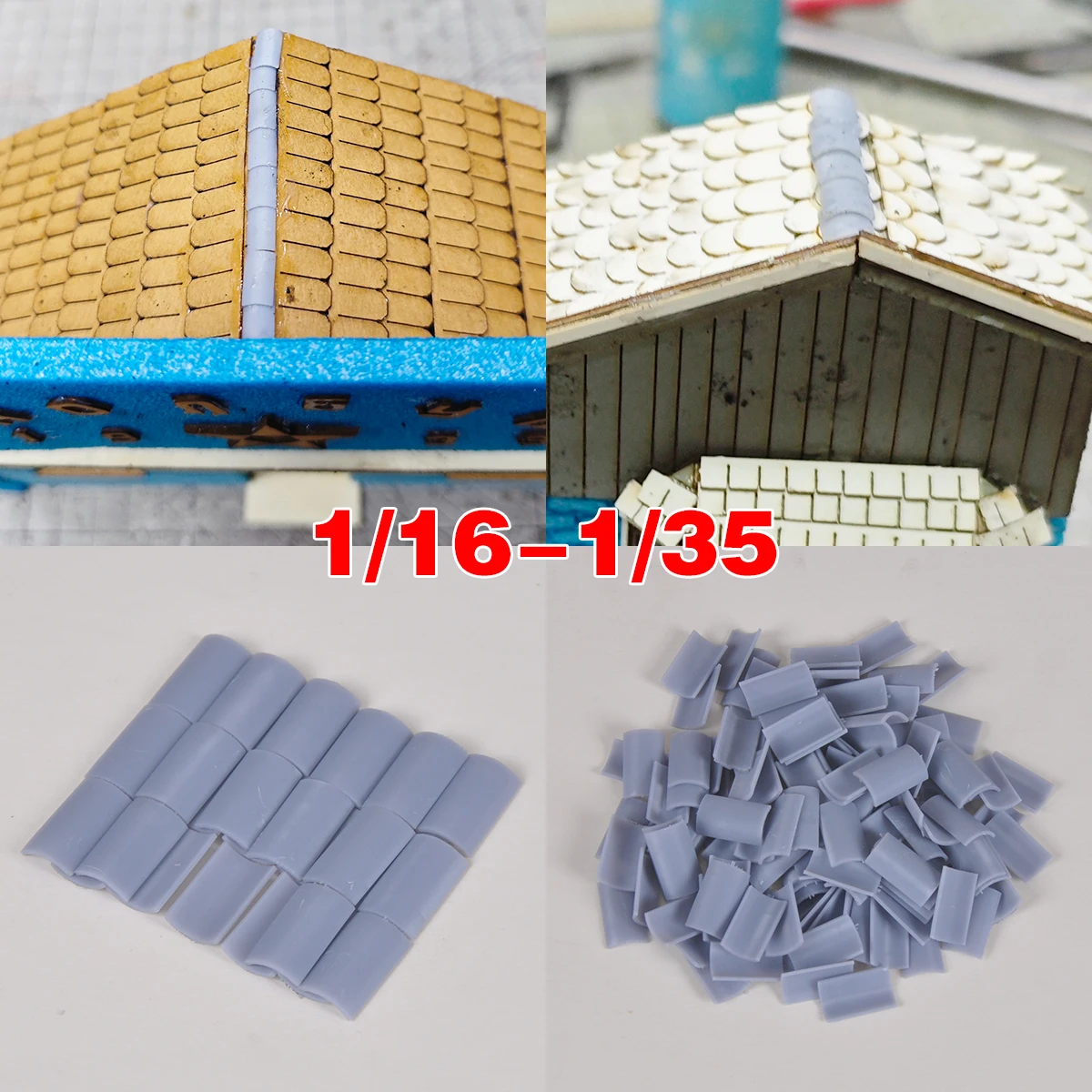 3D Resin Assembly House Tile Roof Building Components Miniature Diorama Scale Model Kit for House Architectural 1/16 1/32 1/35