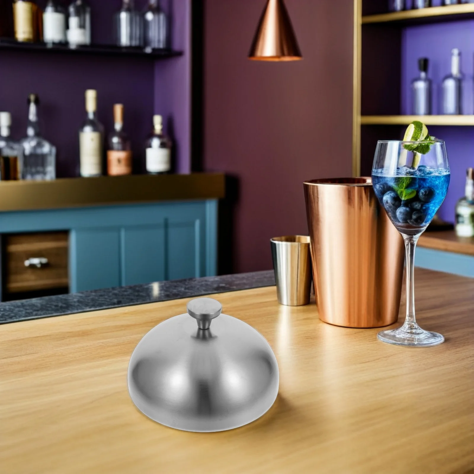 17 سنتيمتر الفولاذ المقاوم للصدأ الغذاء قبة غطاء الفضة غطاء الشواية المستديرة ل ذوبان الجبن زبدة الاحترار شريحة لحم تغطية برغر الطبخ #6