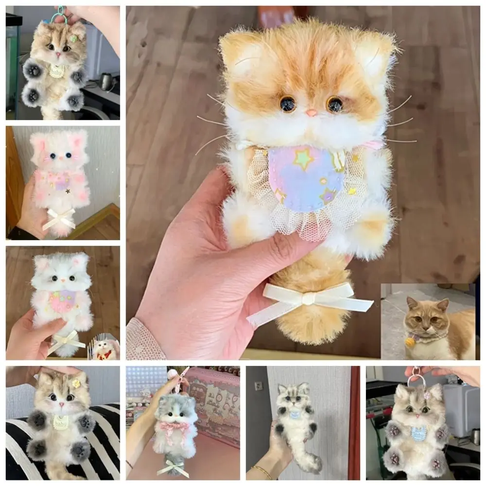 Bonito artesanal twisty vara pequeno gato pingente chaveiro diy pacote de material presentes torção barra gatinho