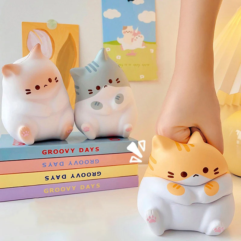 Cartoon Cat Slow Rising Squeeze Toy PU Antistress Stress Relief Ball Desktop Ornament Stress Reliever For Adults Kids Party Gift