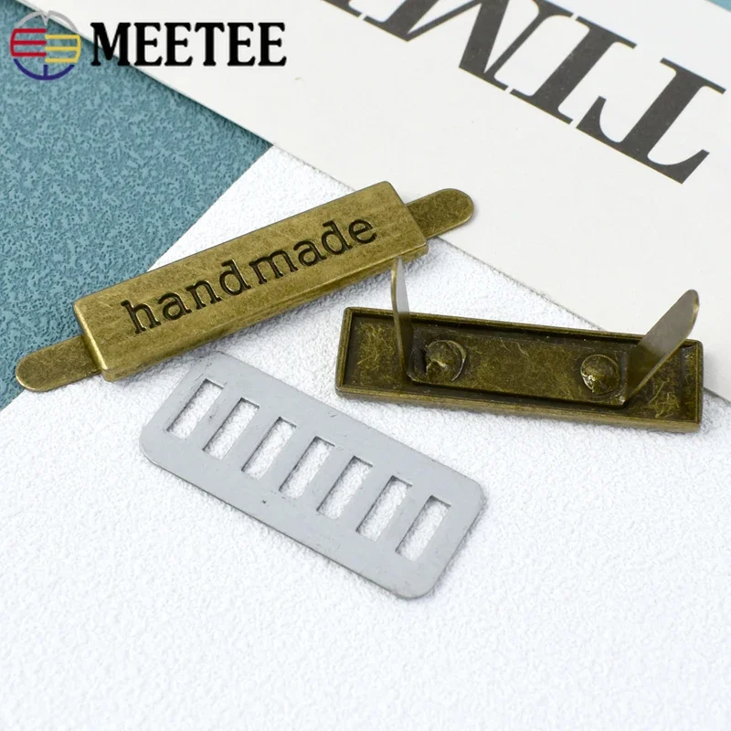 5/10/20Pcs Meetee 36*10mm Metal Bag Labels Handmade Tag Custom Label for Clothes Purse Handcraft Tags Decorative DIY Accessories